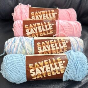 Sayelle Yarn 4 Skein Bundle in Soft Pink, Light Blue & Variegated!